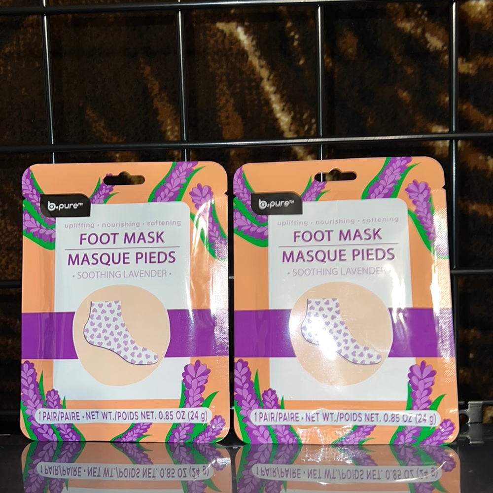 New Lot of Two Pairs b•pure Foot Masks Soothing Lavender